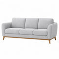Canapé 3 places 210 x 85 x 82 cm en tissu gris avec pieds en bois style scandinave