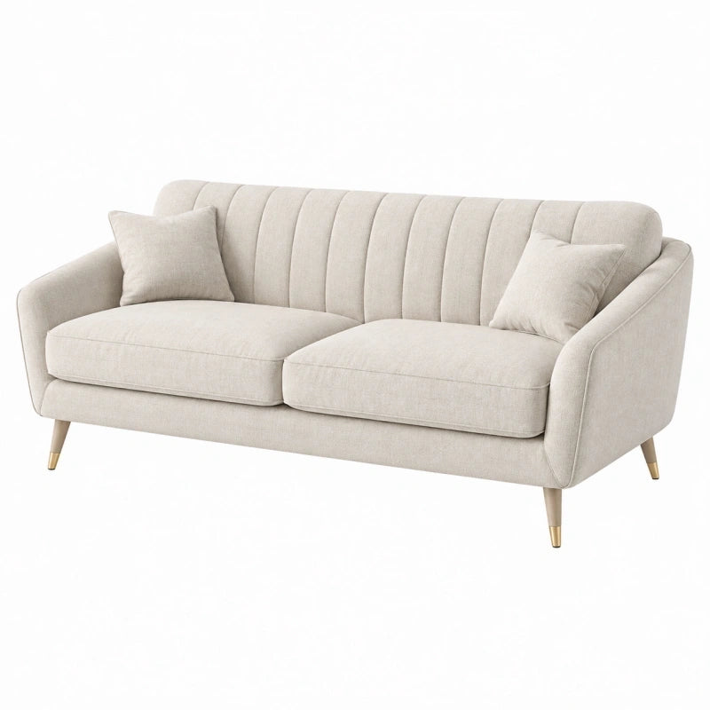 Canapé 2 places 180 cm en tissu beige style contemporain pour salon