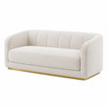 Canapé 2 places 165 x 85 x 76 cm en tissu beige style contemporain avec piètement doré