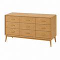 Commode 160 x 45 x 85 cm en bois finition chêne à 9 tiroirs style vintage
