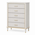 Commode 80 x 40 x 110 cm blanche en bois d'ingénierie à 5 tiroirs style moderne