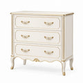 Commode 90 x 45 x 90 cm blanche et dorée à 3 tiroirs style classique