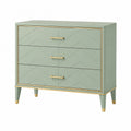 Commode 100 x 40 x 85 cm en panneaux de bois vert sauge à 3 tiroirs style contemporain