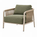 Fauteuil 75 x 78 x 80 cm en métal et corde beige vert kaki style contemporain