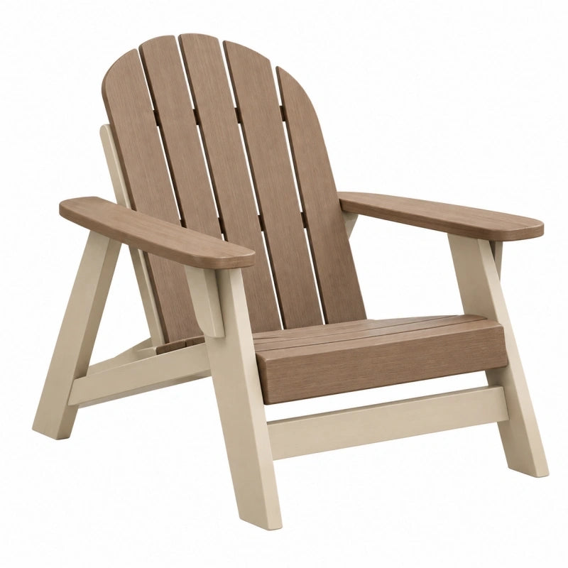 Fauteuil de jardin Adirondack 83 x 76 x 94 cm en résine brun beige avec accoudoirs
