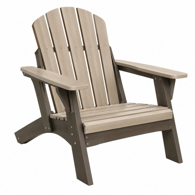 Fauteuil de jardin Adirondack 80 x 85 x 95 cm en résine beige et taupe avec accoudoirs