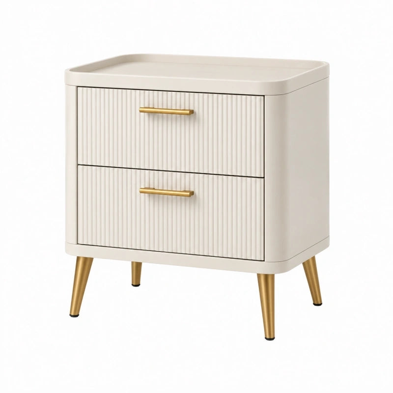 Table de chevet 60 x 40 x 55 cm en bois beige à 2 tiroirs style moderne