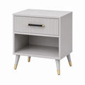 Table de chevet 45 x 40 x 60 cm en MDF gris avec tiroir et niche style contemporain