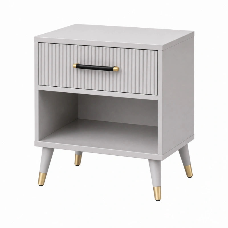 Table de chevet 45 x 40 x 60 cm en MDF gris avec tiroir et niche style contemporain
