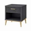 Table de chevet 45 x 40 x 60 cm en bois noir avec tiroir et niche style moderne