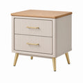 Table de chevet 50 x 40 x 60 cm en panneaux de bois beige et bois naturel à 2 tiroirs style moderne