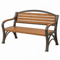 Banc de jardin 122 x 65 x 89 cm métal brun et lattes aspect bois style classique