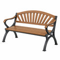 Banc de jardin 122 x 61 x 87 cm en bois marron et métal noir avec accoudoirs