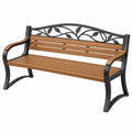 Banc de jardin 125 x 62 x 90 cm en métal et bois marron noir style classique