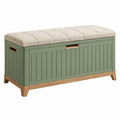 Banc de rangement 100 x 40 x 50 cm en bois vert avec assise rembourrée style contemporain